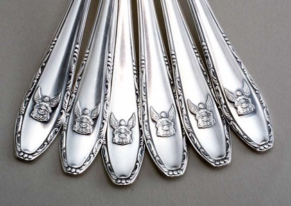 German 3rd Reich Silver Teaspoon set (6) - Angel Crest